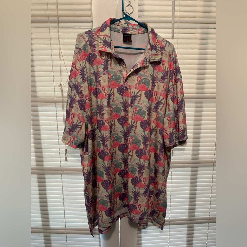 Flamingo Print Polo Shirt